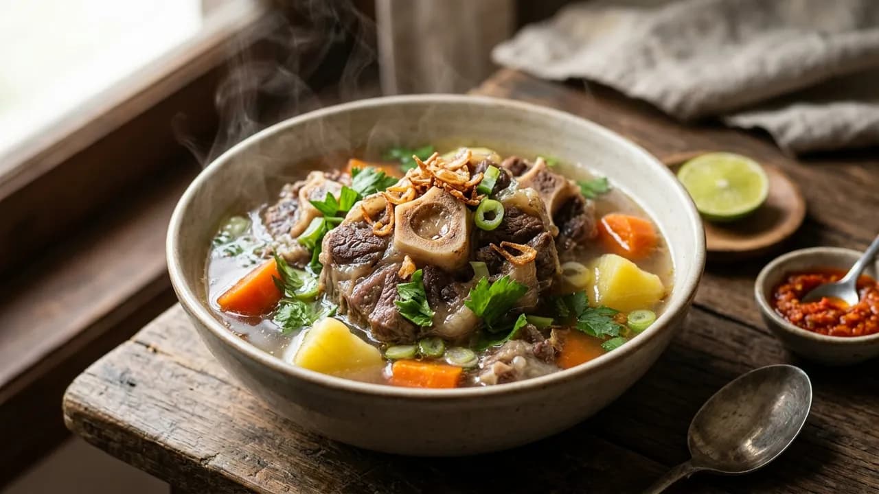 Resep Sup Buntut Sapi Bening Gurih Rempah Hangat Daging Empuk