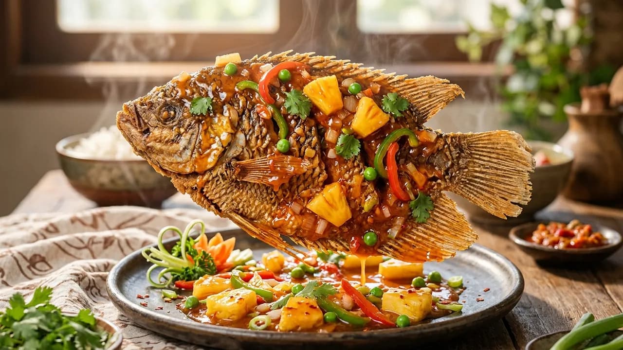Resep Gurame Asam Manis Krispi Saus Nanas Segar Menggoda Selera
