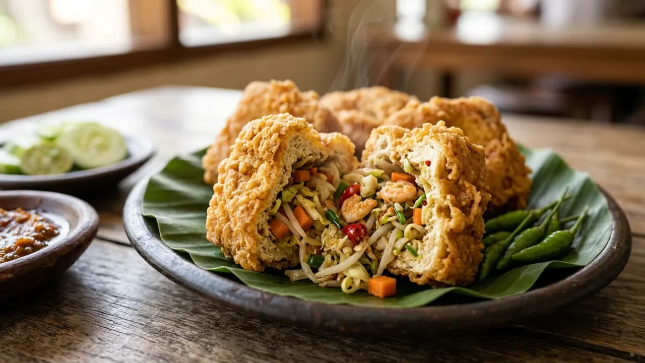 Resep Tahu Isi Sayur Udang Pedas Goreng Renyah (Gehu Pedas)